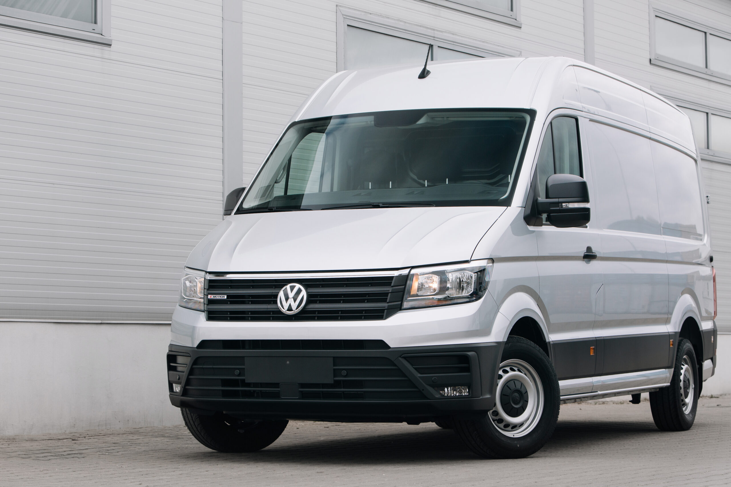 Crafter TDi near warehouse wall